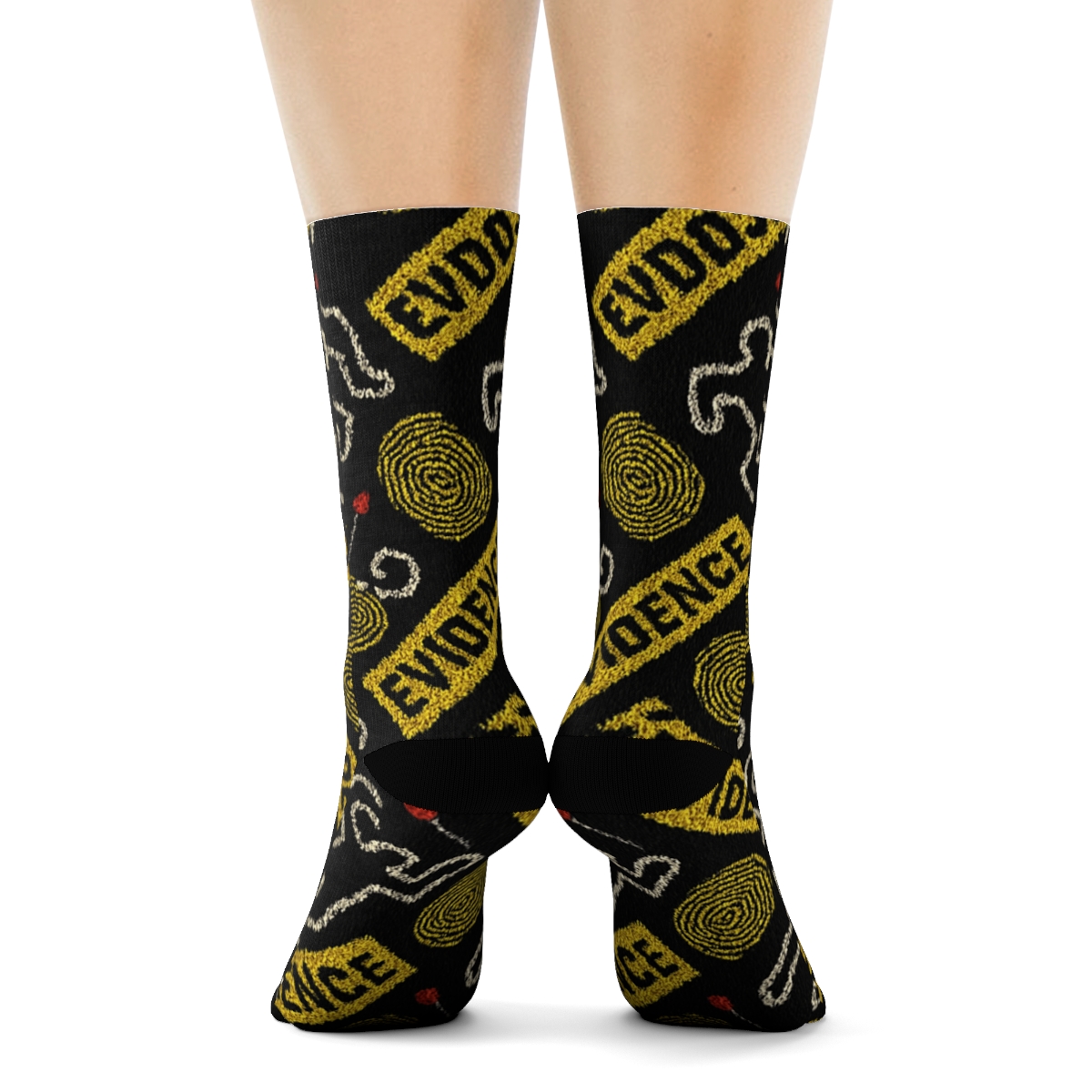 Crime Scene Investigator Forensic Tape Chevron On Jet Ground designer printed crew socks