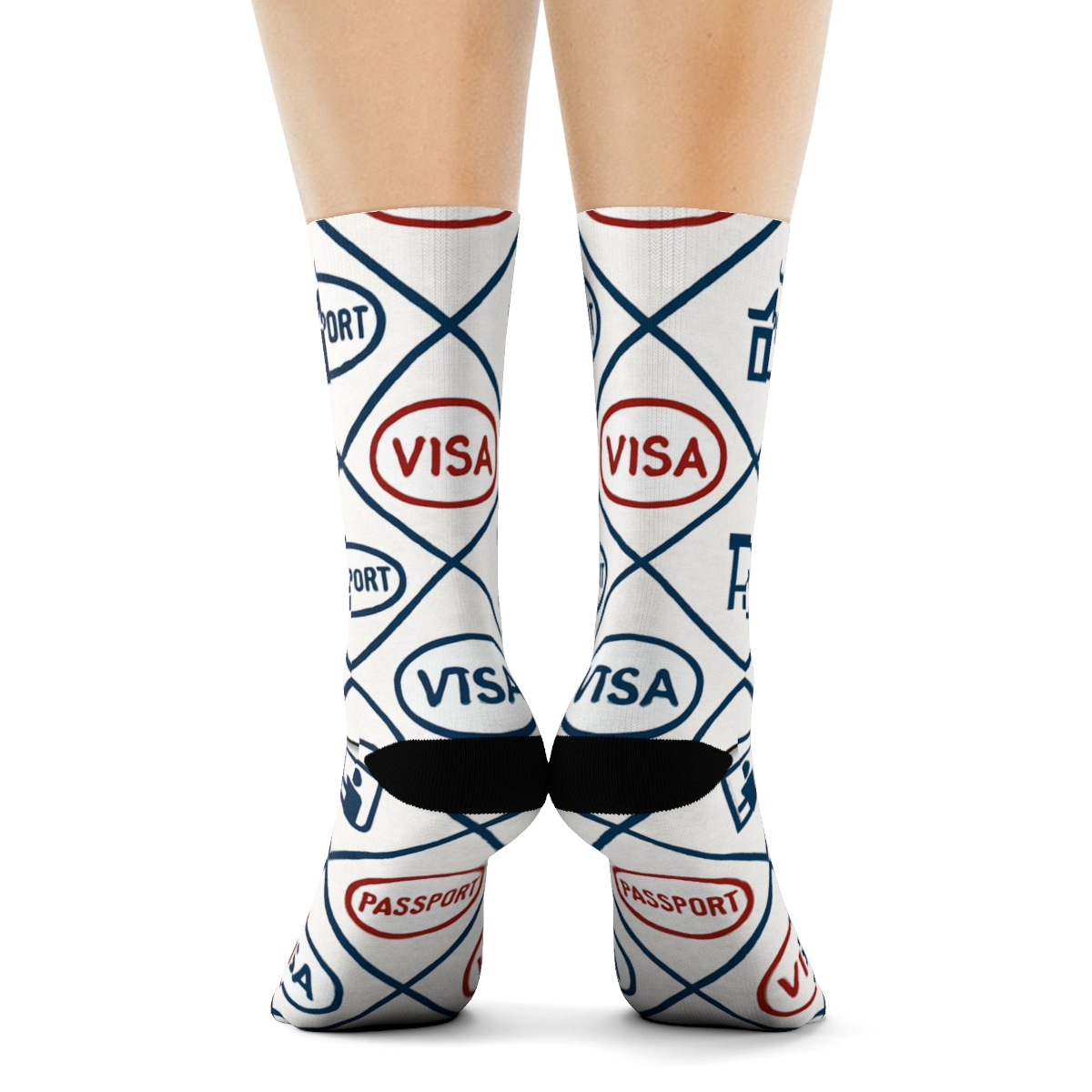 Passport Stamp Lattice With Immigration Officer Details personalized crew socks