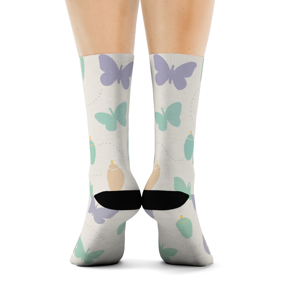 Pastel Chrysalis Constellation On Mist Gray comfortable cotton crew socks