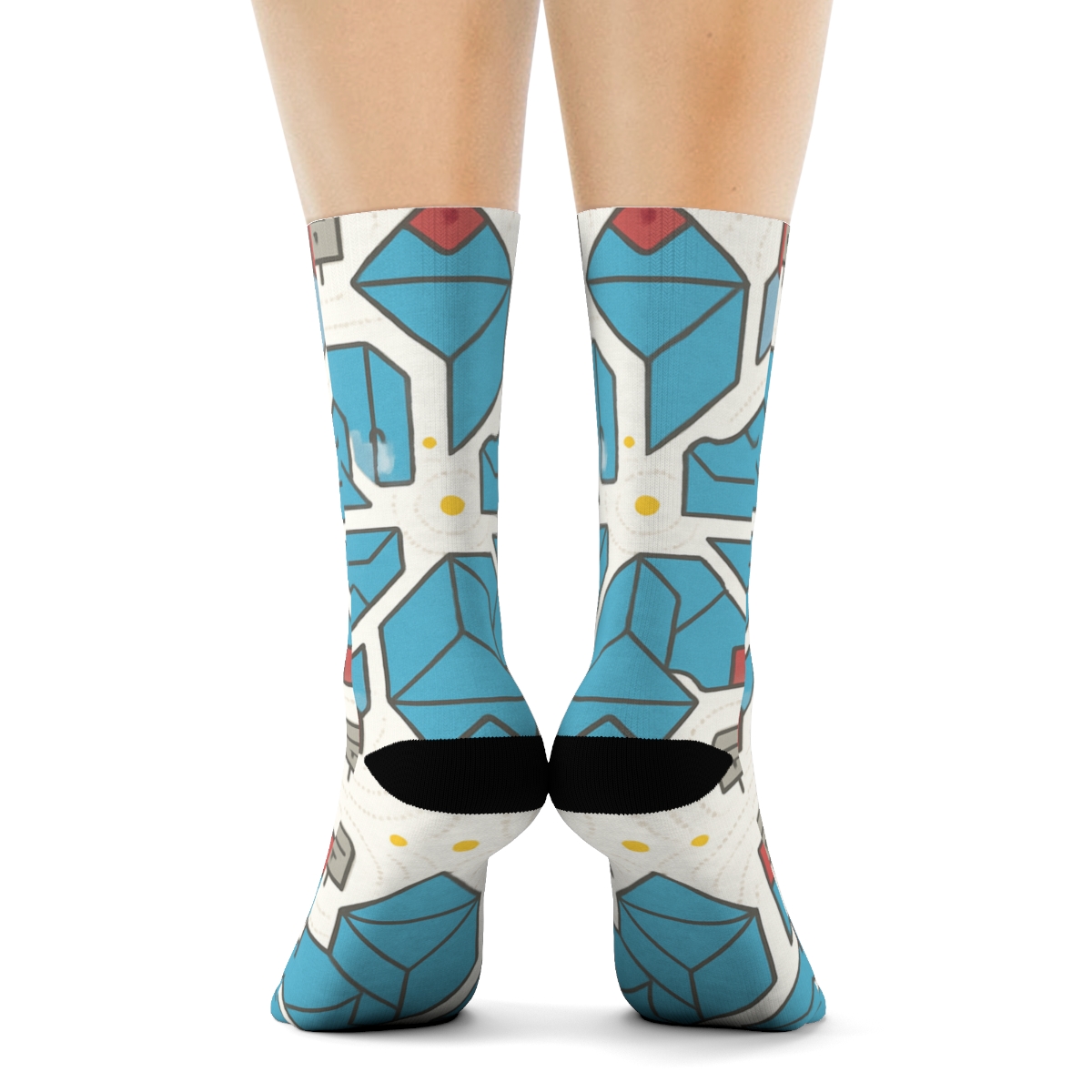 Envelope Orbit Tiles With Postal Worker Charm personalized crew socks