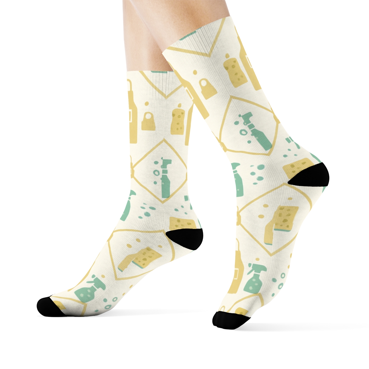 Sponges And Suds Housekeeper Lattice designer printed crew socks