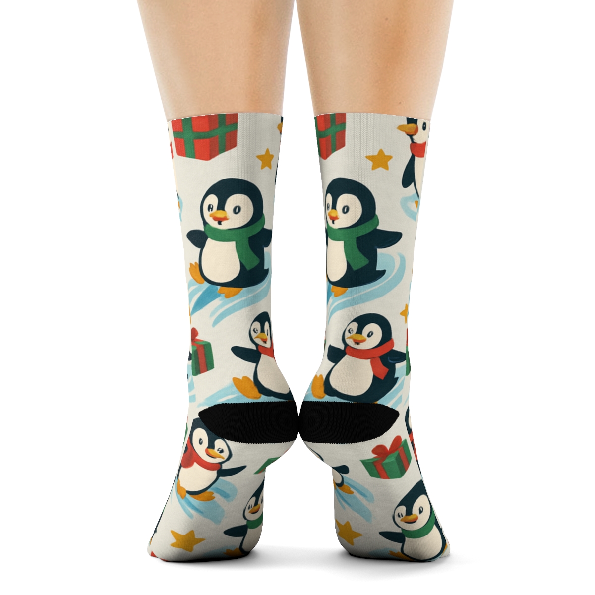 Snowy Penguin Gift Box Scatter trendy patterned crew socks