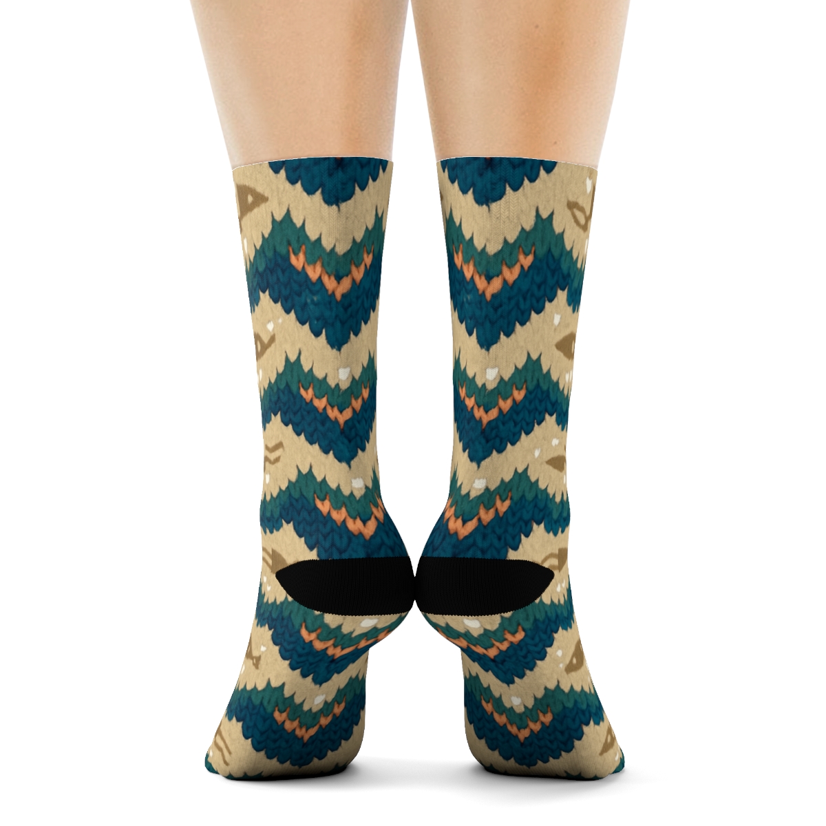 Knitted Illusion Fish Scale Chevron personalized crew socks