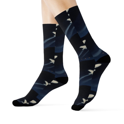 Airplane Takeoff Wave On Night Sky personalized crew socks