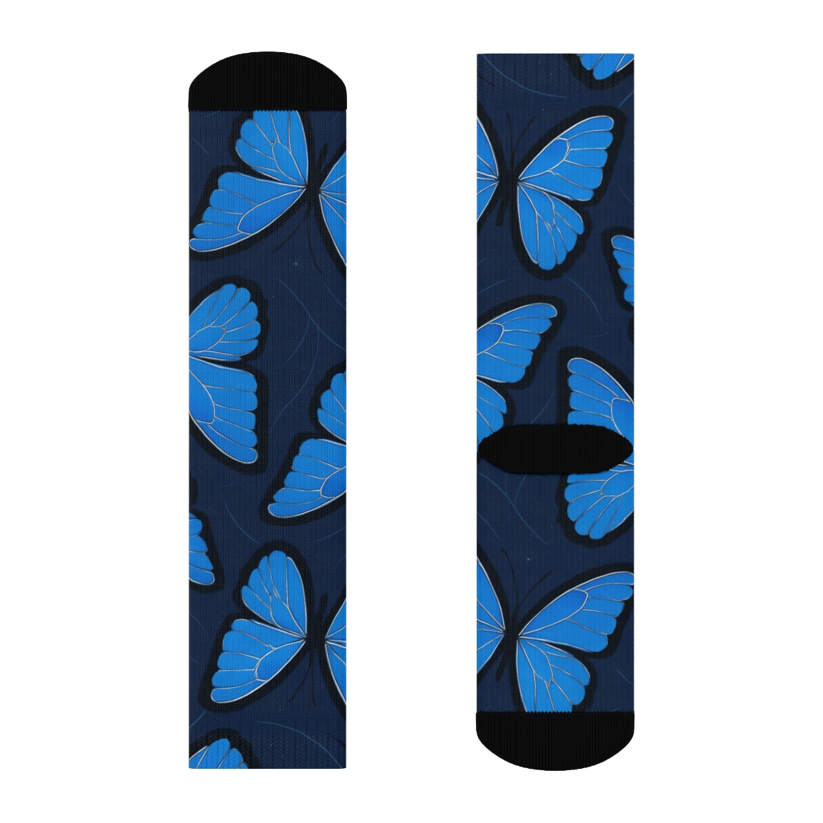 Iridescent Morpho Wing Lattice On Midnight Navy comfortable cotton crew socks
