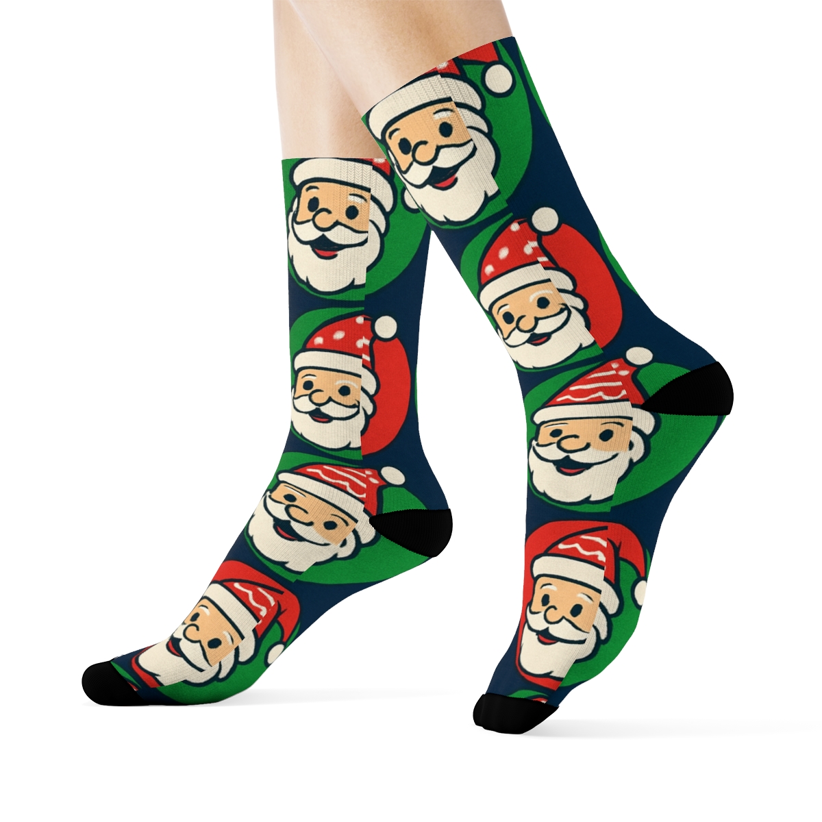 Santa Spotlight Tile Xmas designer printed crew socks
