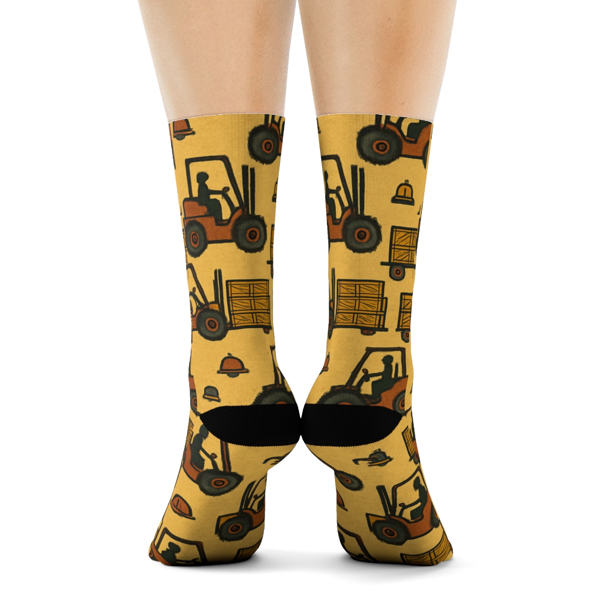 Sunset Pallet Parade Forklift Operator Pattern comfortable cotton crew socks