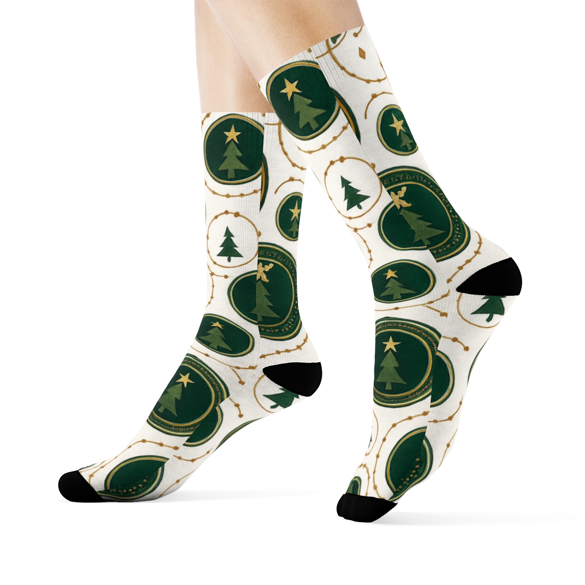 Ornament Medallions With Christmas Tree Centerpiece custom crew socks