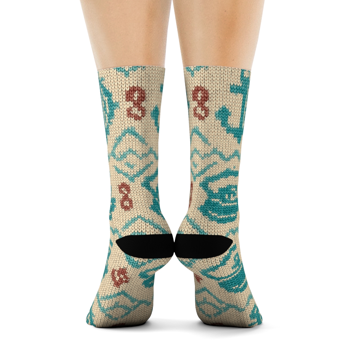 Ship Captain Compass Anchor Knit Tiling custom crew socks