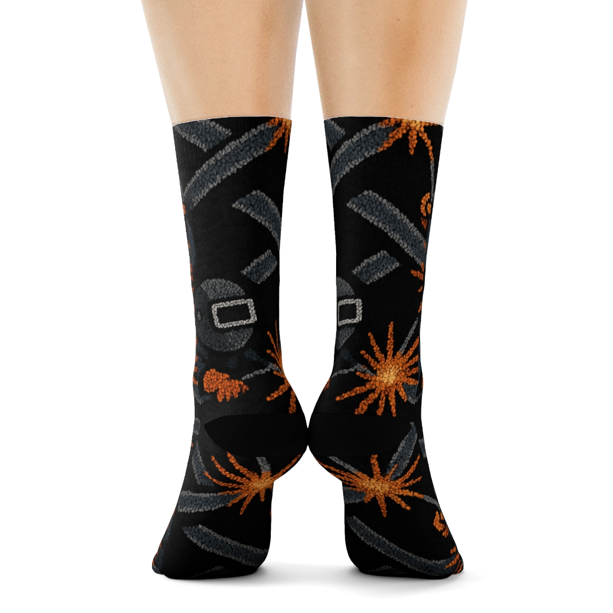 Spark Grid Welder Workshop Pattern premium sports crew socks