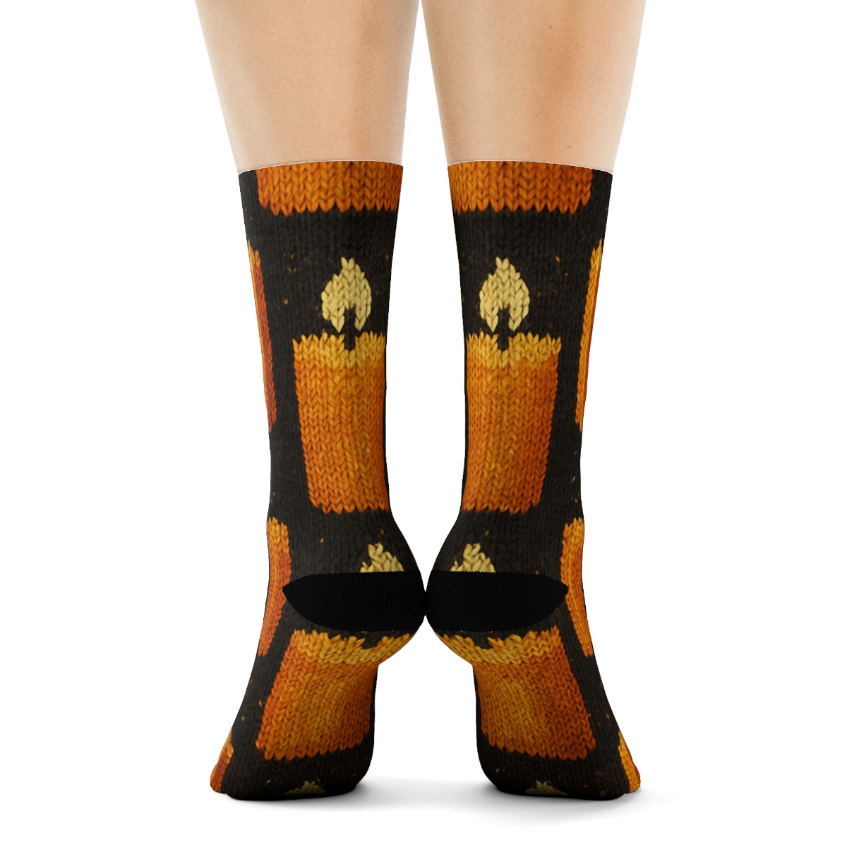 Amber Glow Candle Grid personalized crew socks