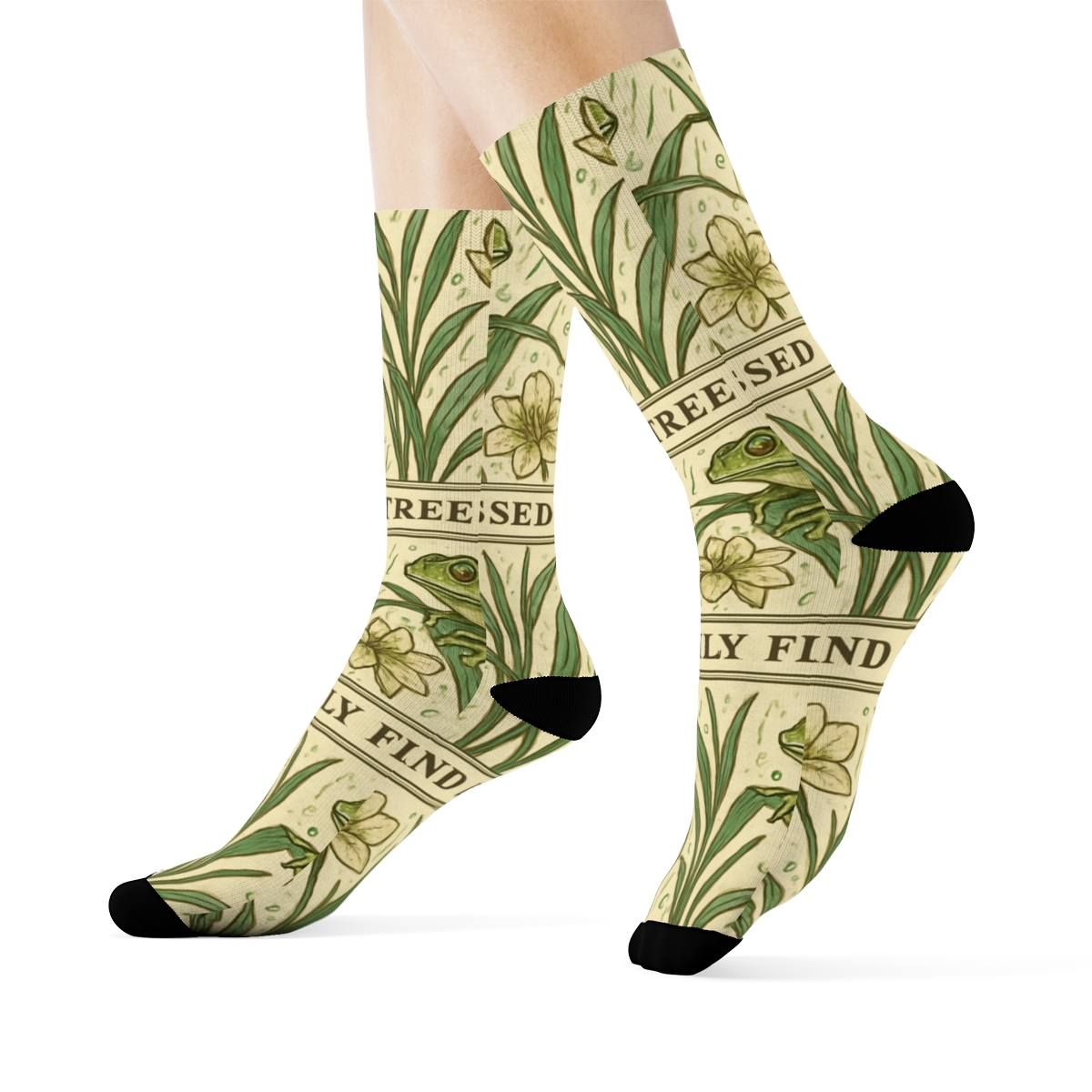 Vintage Naturalist Rain Kissed Frogs stylish athletic crew socks