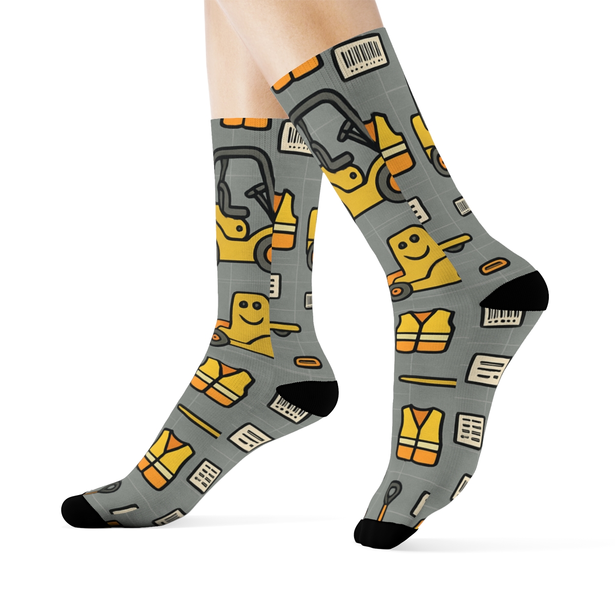 Forklift Parade With Warehouse Worker Charm comfortable cotton crew socks