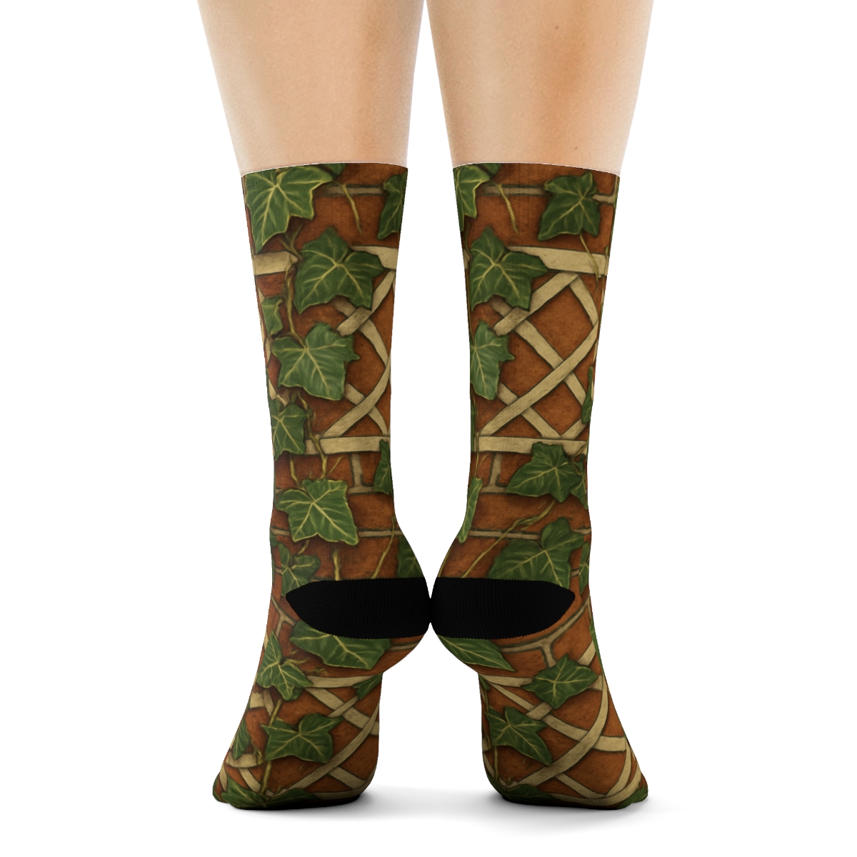 Vintage Ivy Brick Lattice Bands On Warm Terracotta personalized crew socks