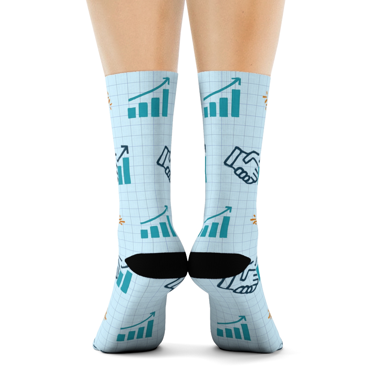 Sky Blue Handshake Rhythm For Salesperson soft everyday crew socks