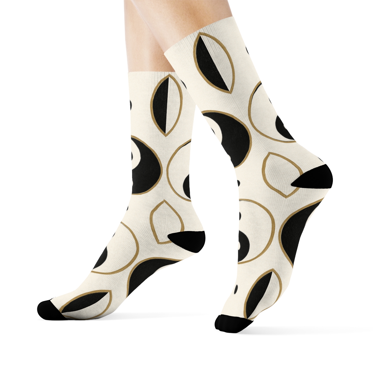 Taijitu Grid On Ivory Field stylish athletic crew socks