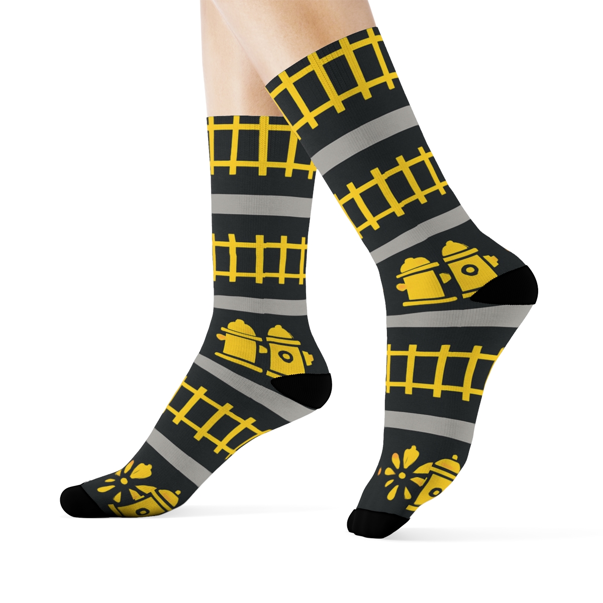 Ladder Stripe Bands With Fire Fighter Icons comfortable cotton crew socks