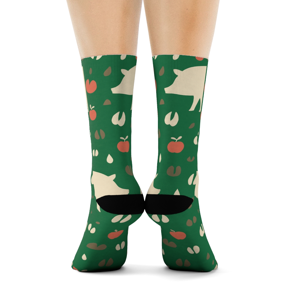 Barnyard Tiling With Pig Silhouettes stylish athletic crew socks