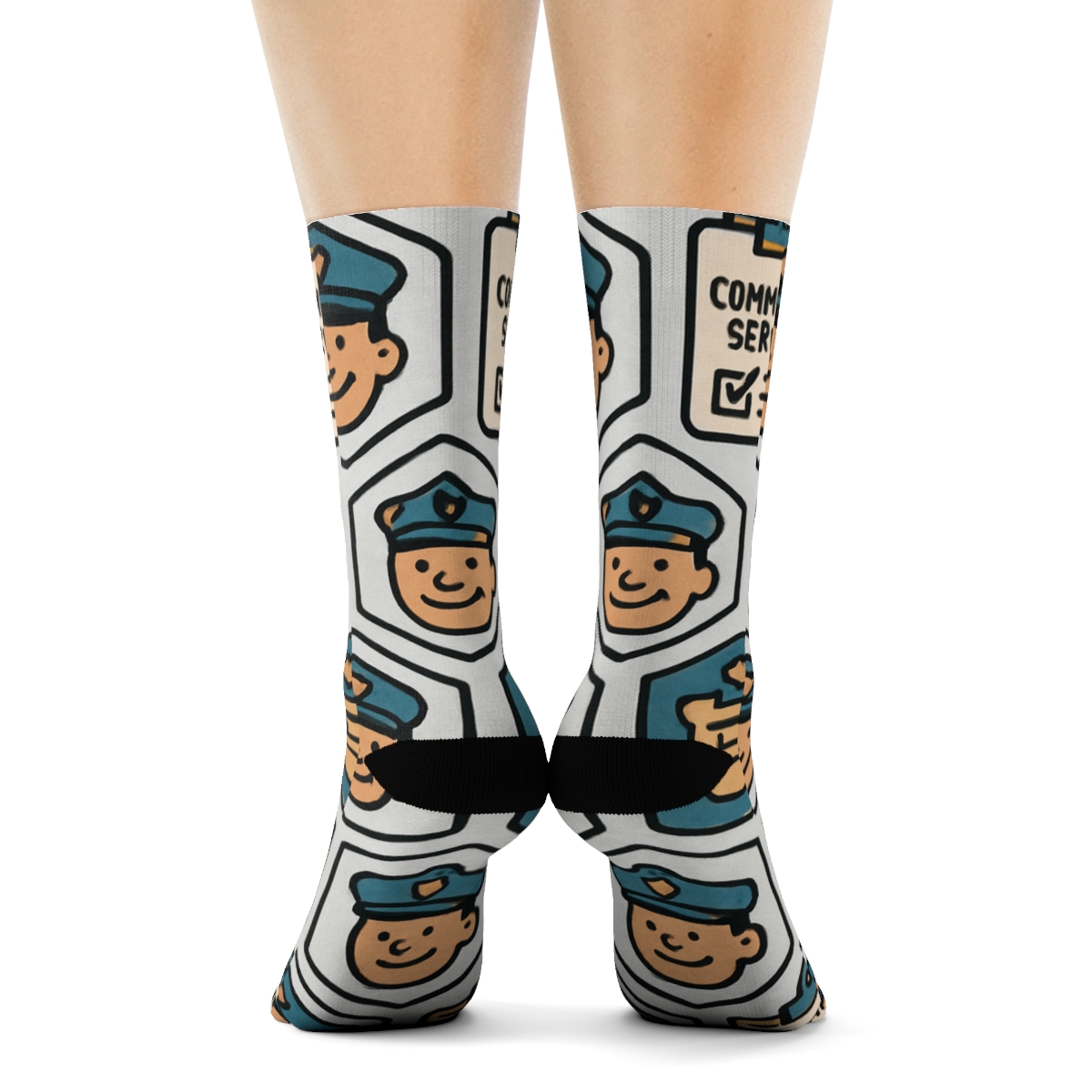 Tessellated Badge And Clipboard Pattern With Probation Officer Motif personalized crew socks