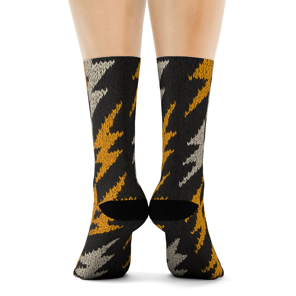 Thunder Chevron Knit Illusion unique graphic crew socks