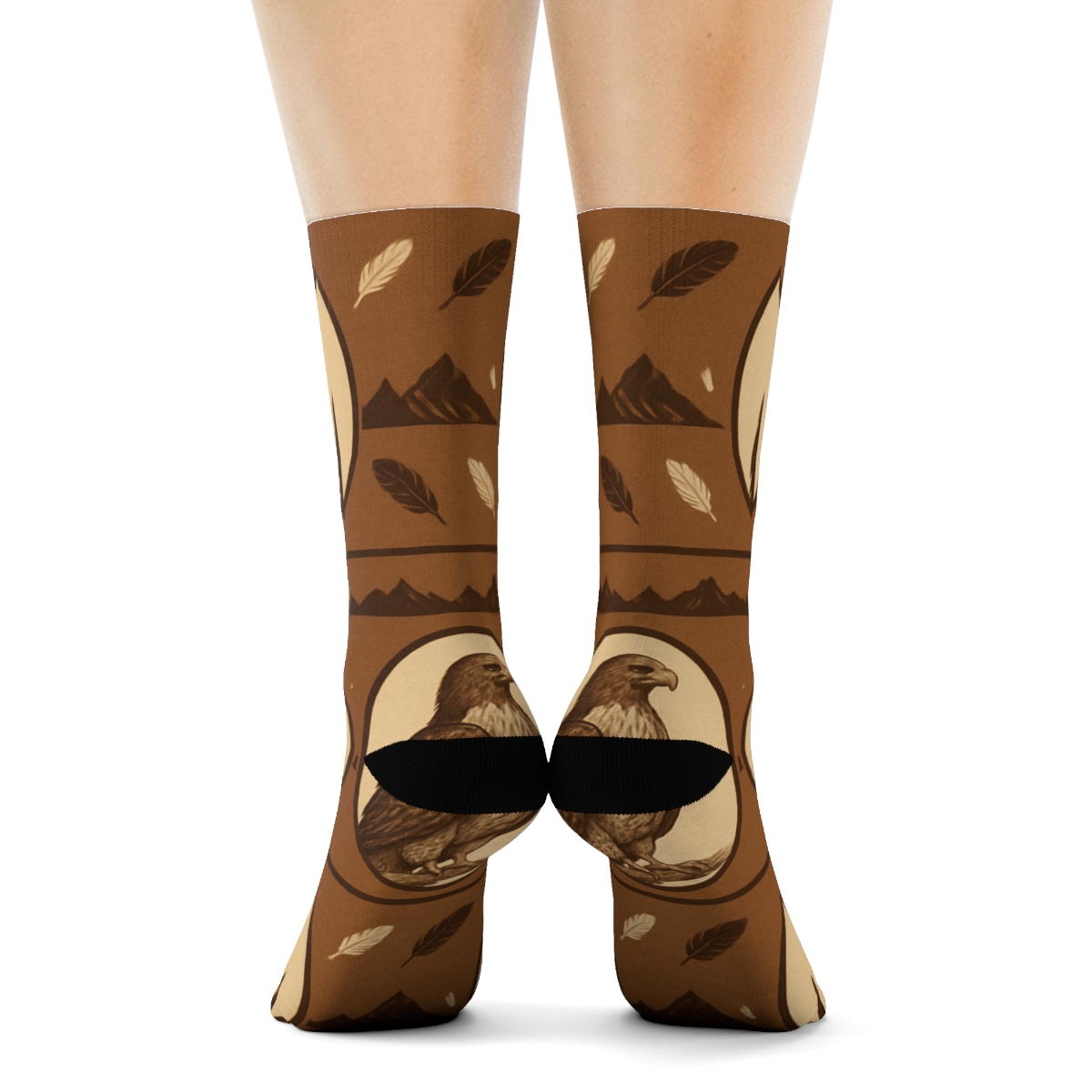 Mountain Crest Band Pattern With Eagle Cameos personalized crew socks
