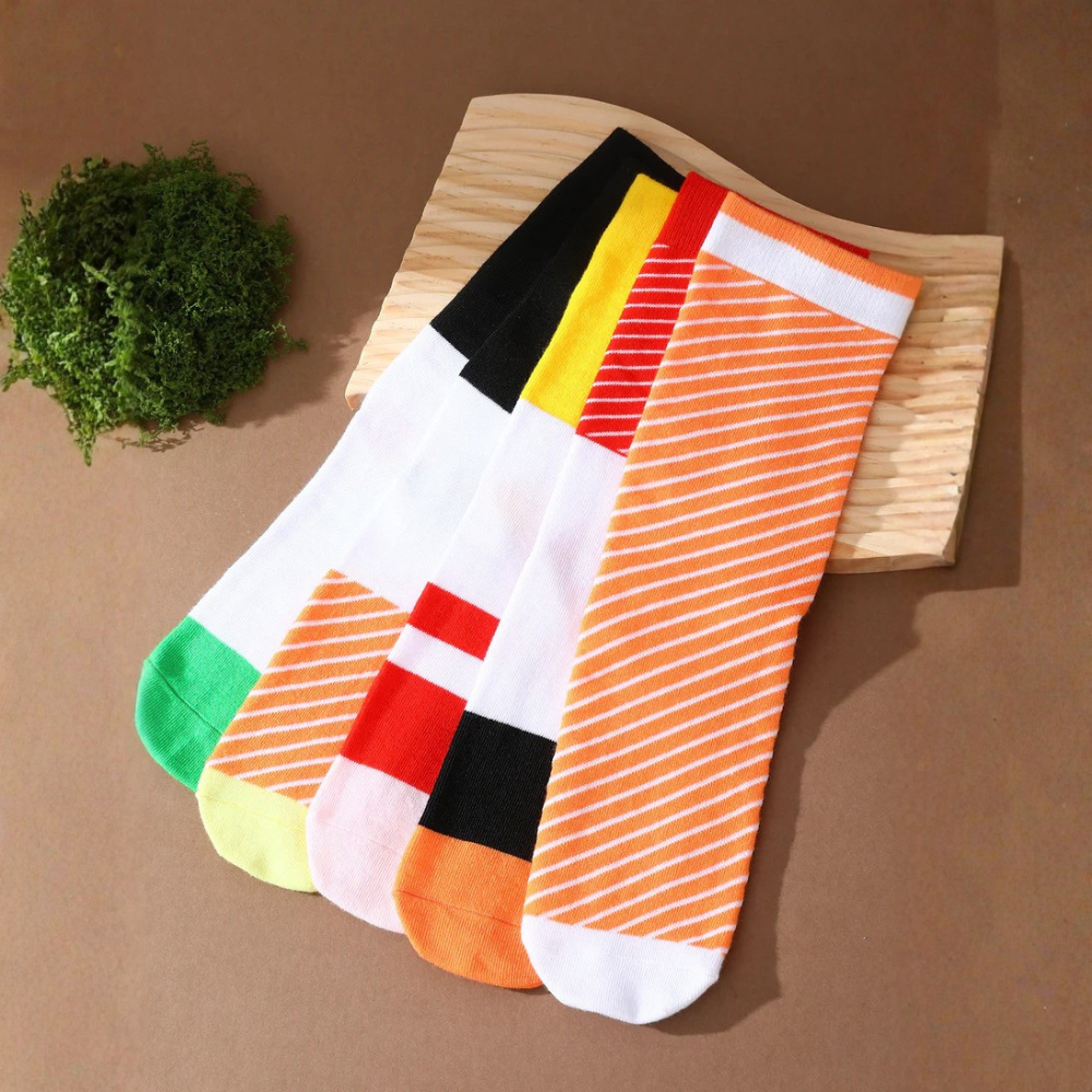Pack Of 5 Sushi Pattern Crew SocksPack Of 5 Sushi Pattern Crew Socks - Image 9