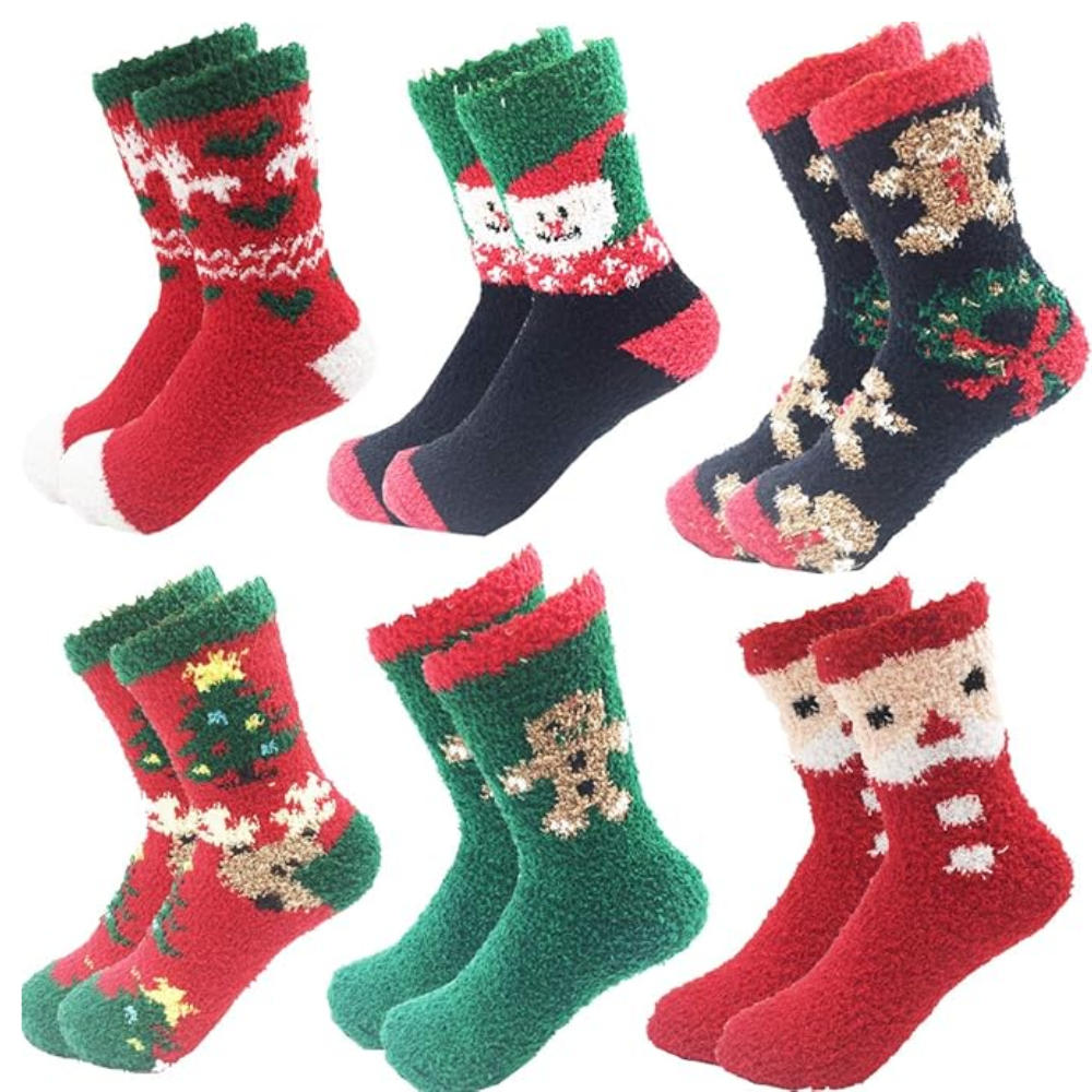Christmas Fuzzy Socks Holiday Theme Set