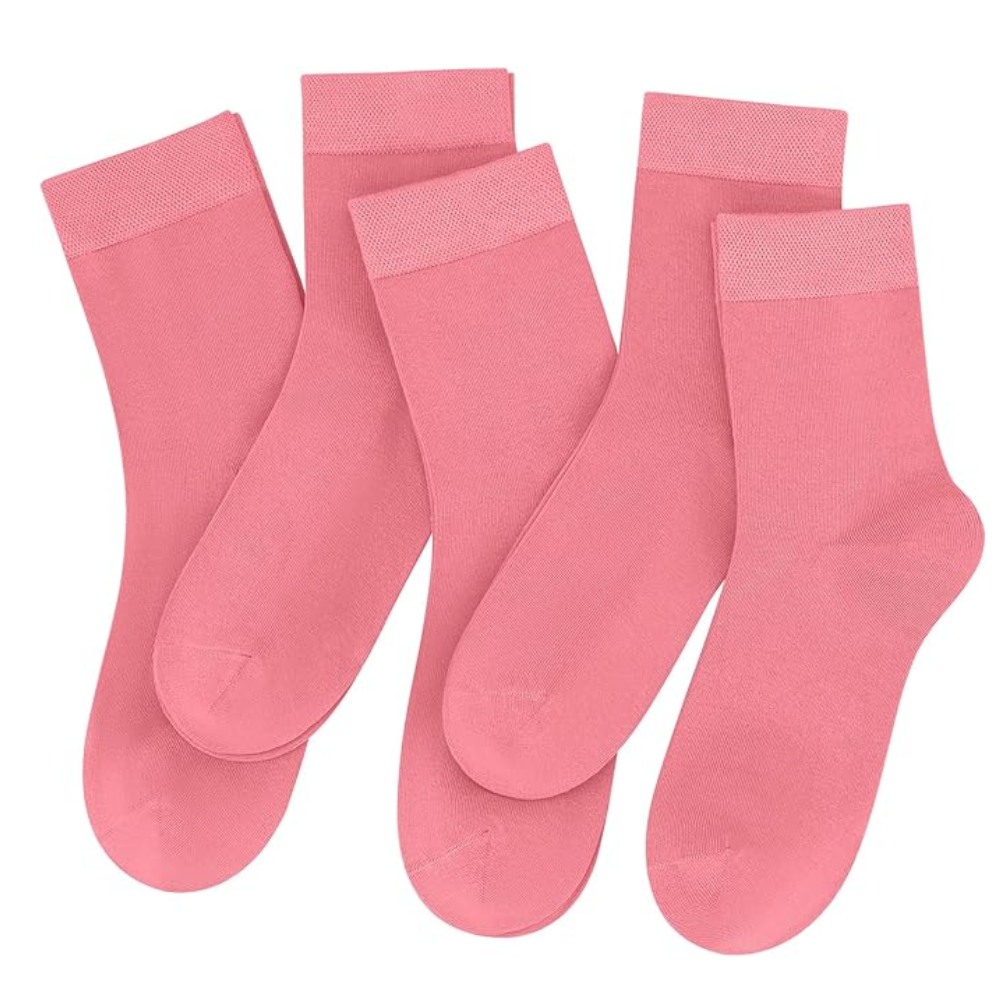 5 Pairs Women Bamboo Crew Socks Thin Lightweight Casual Wear