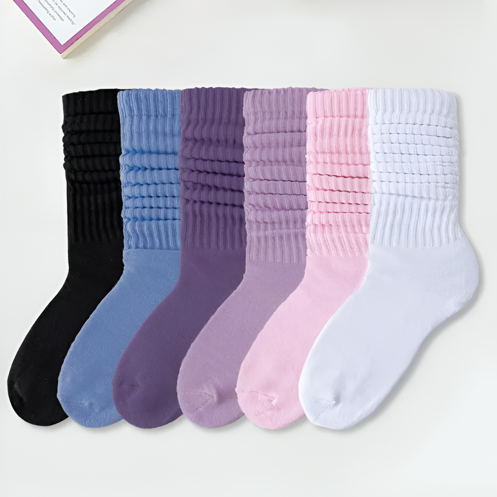 Solid Slouch Crew Mid Calf Comfort Socks Multi Pack For Women