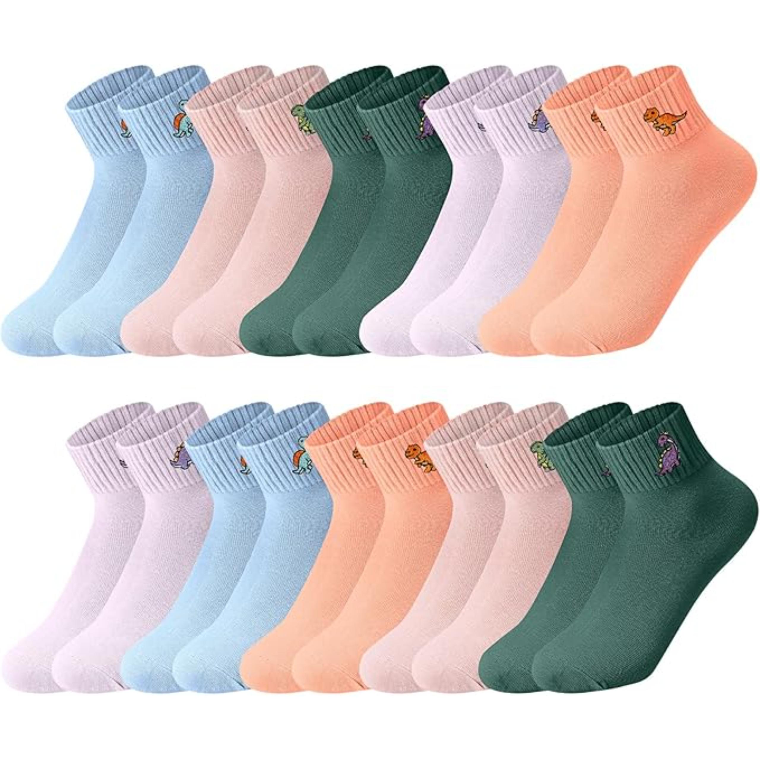 Women Pack Of 10 Colorful Crew Socks