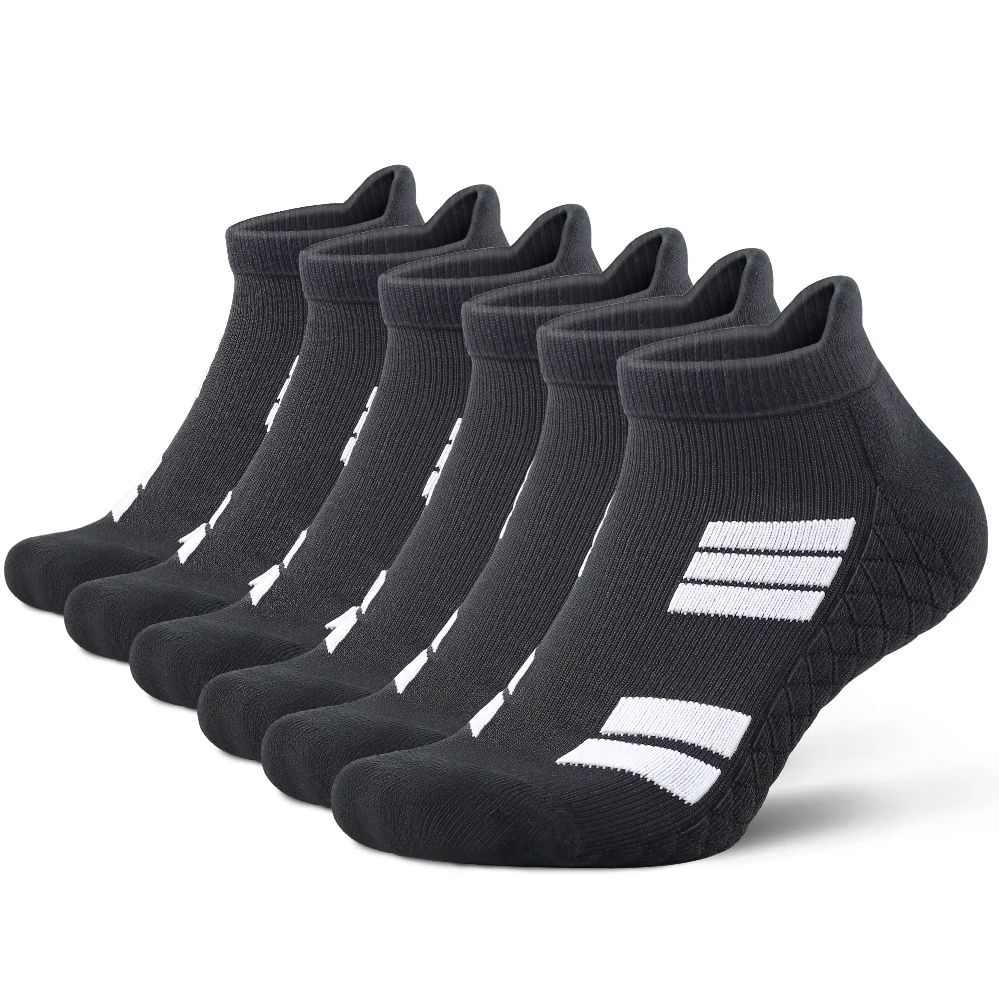 6 Pair Of No Show Athletic Socks With Cushioned Terry Sole For Men
