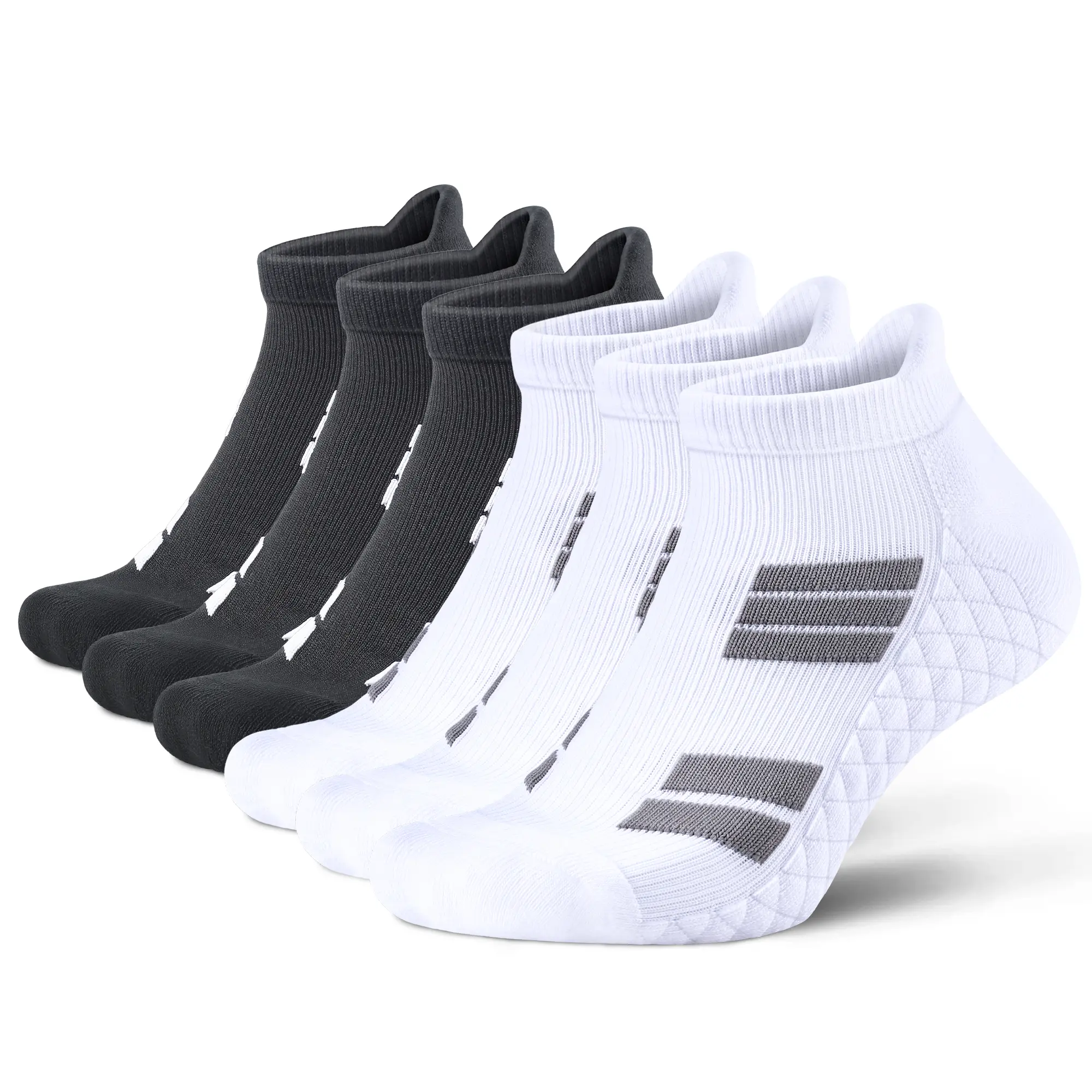 6 Pair Of No Show Athletic Socks With Cushioned Terry Sole For Men