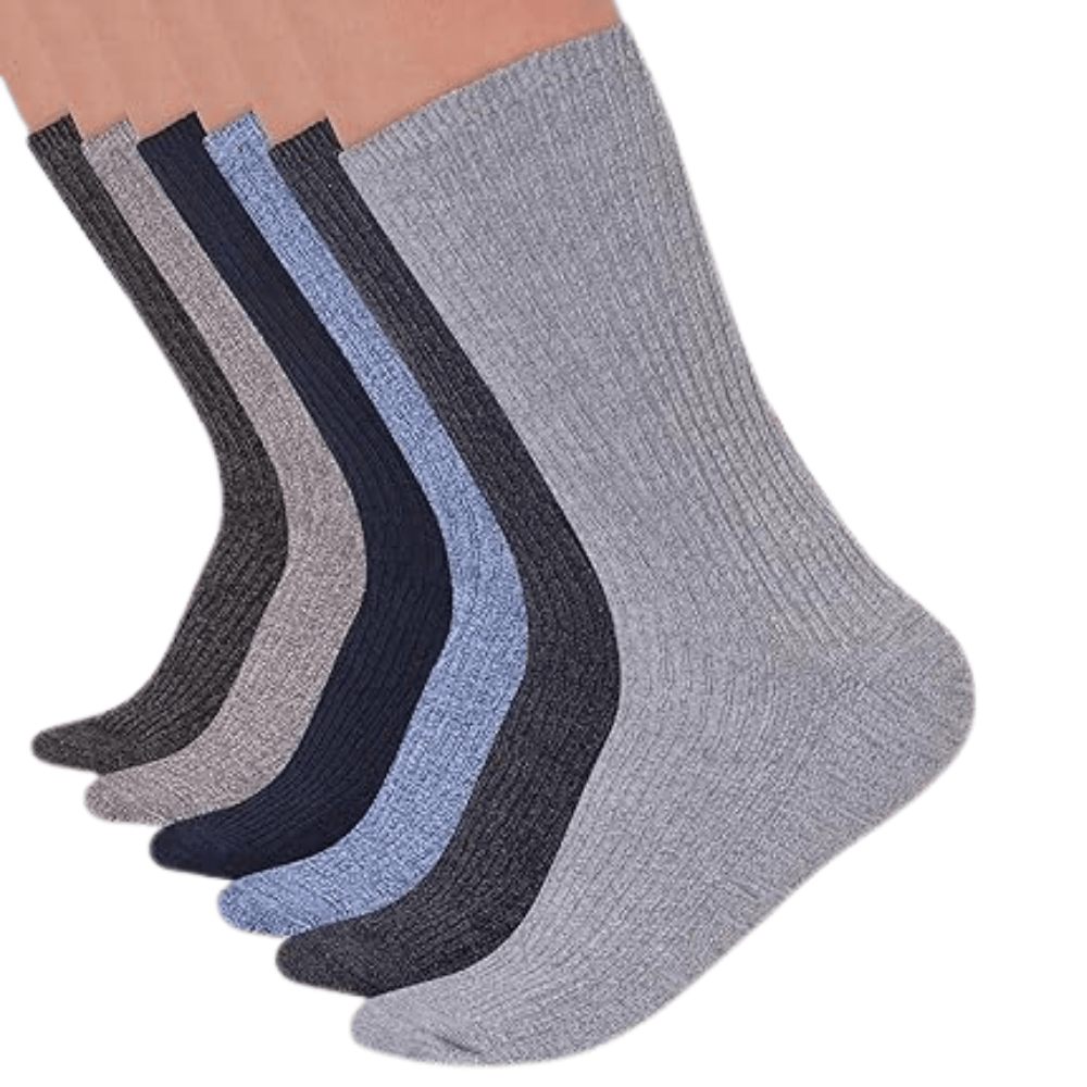 6 Pairs Non Binding Ribbed Neuropathy Socks