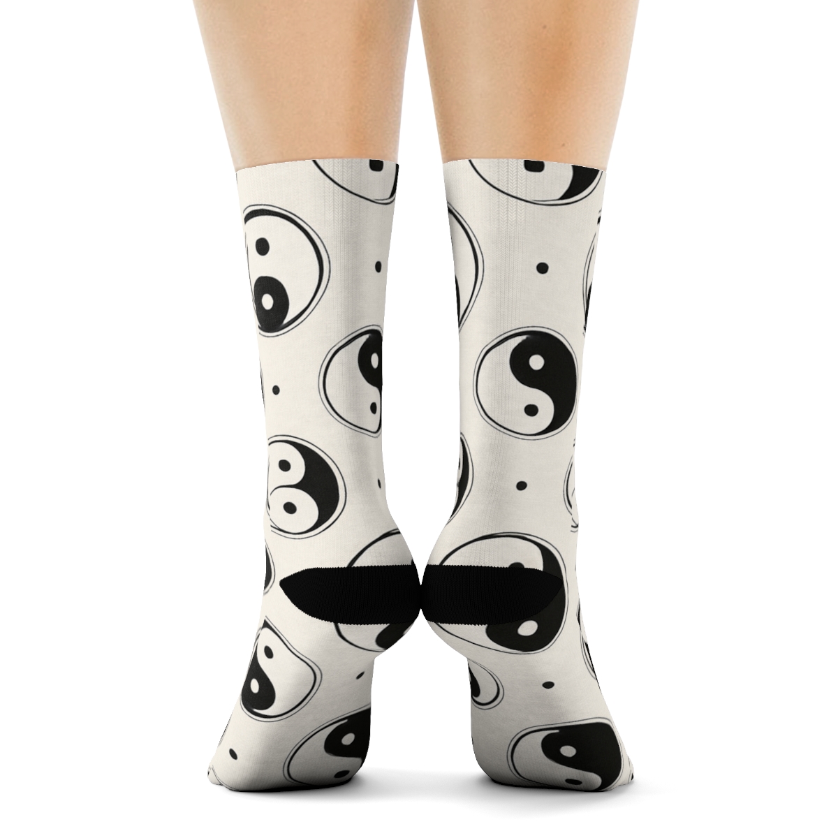 Taijitu Grid On White Field premium sports crew socks