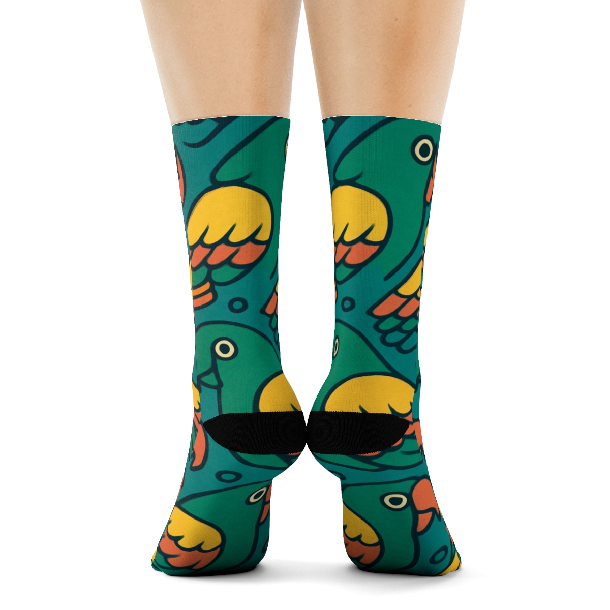 Tropical Parrot Beak Chevron On Teal Background custom crew socks