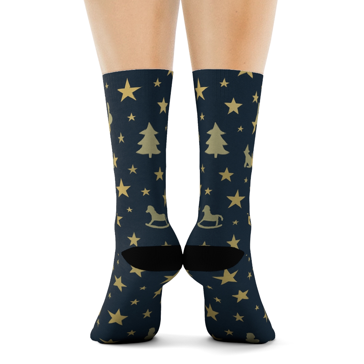 Nativity Starfield Holiday designer printed crew socks