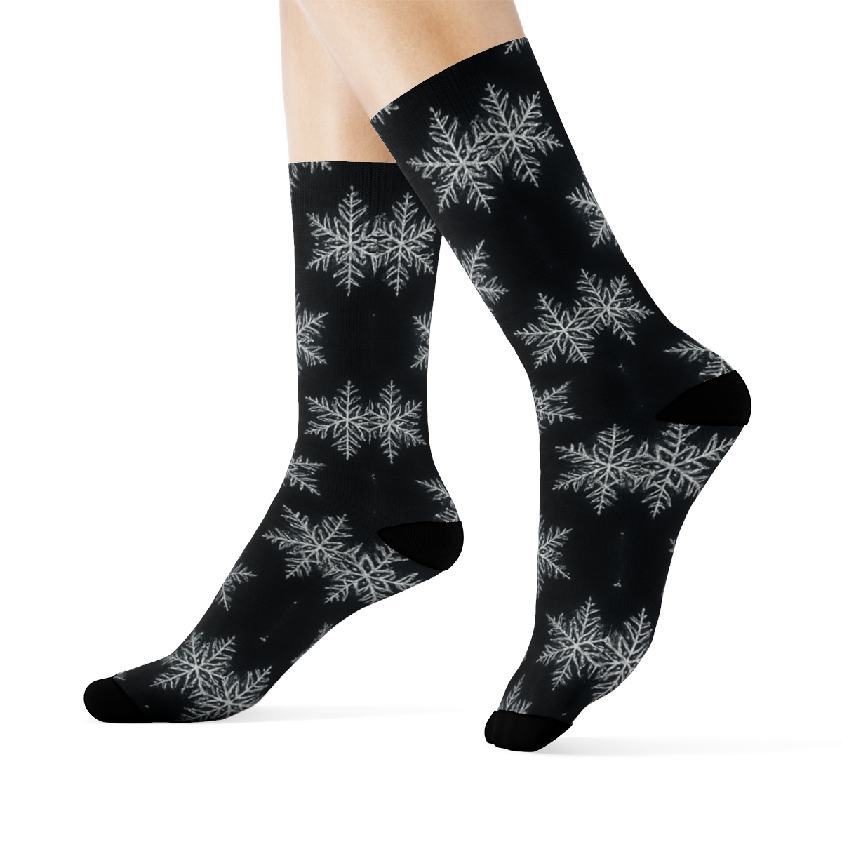 Haloed Snowflake Matrix Holiday soft everyday crew socks