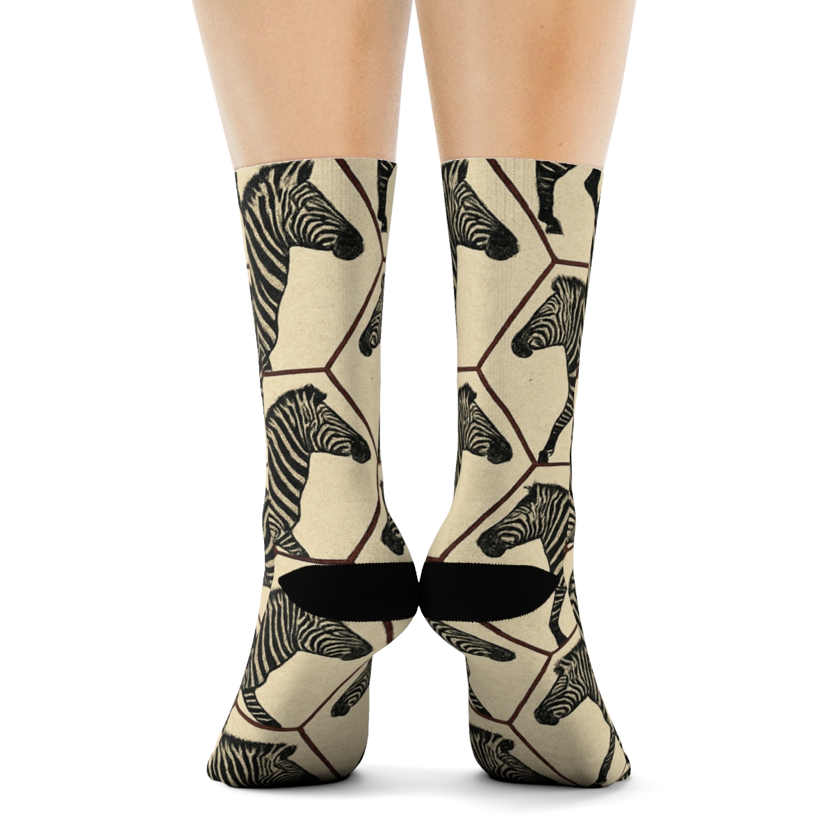 Fragmented Zebra Silhouette Mosaic stylish athletic crew socks