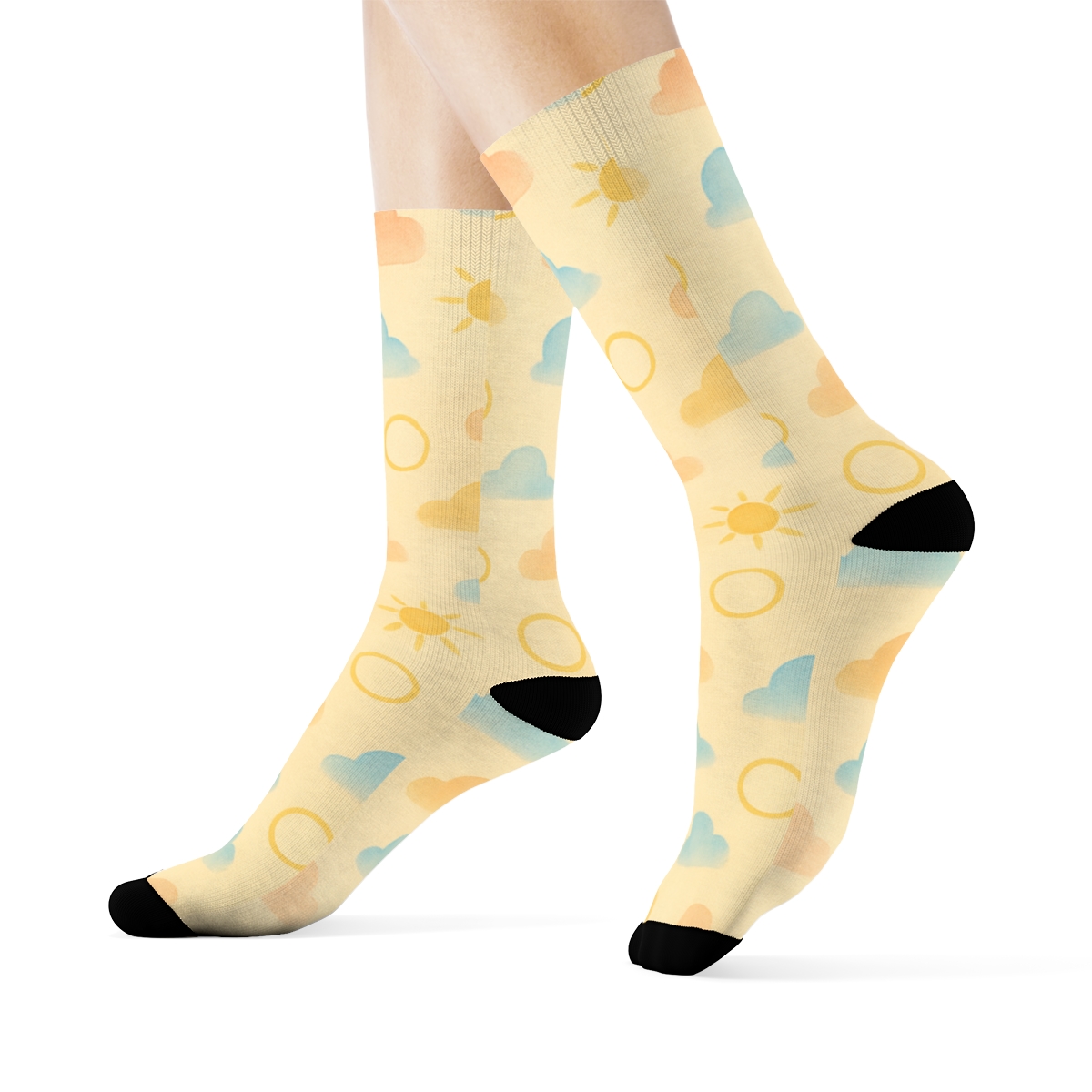 Sun Halo Scatter On Sunrise Pastel Field trendy patterned crew socks