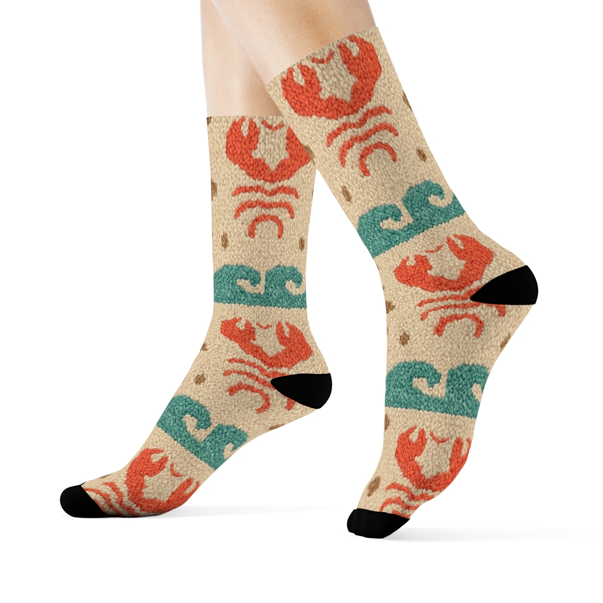 Knitted Illusion Lobster Wavework Bands unique graphic crew socks