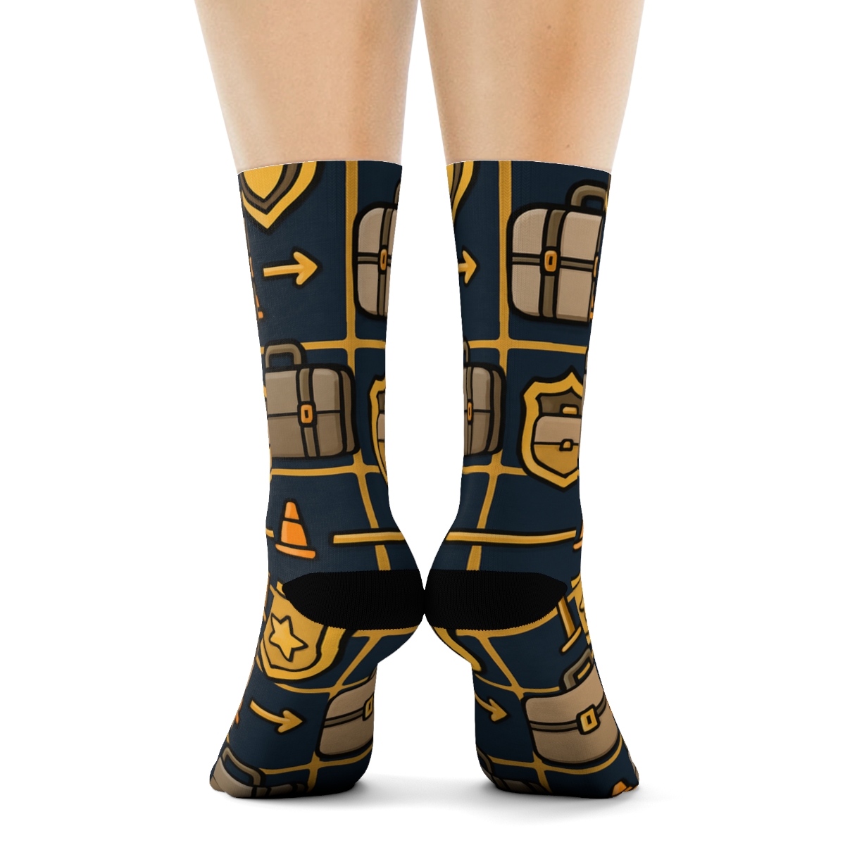 Customs Officer Badge-Luggage Lattice Grid premium sports crew socks