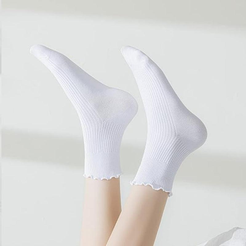 6 Pack Ruffle Knitted Socks – Soft and Stylish Everyday