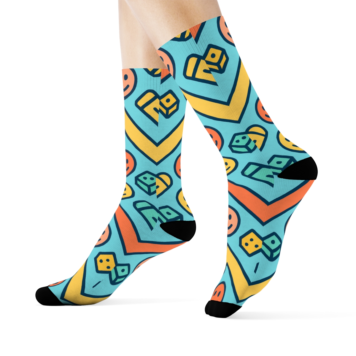 Crayon Chevron On Baby Blue For Childcare Worker unique graphic crew socks