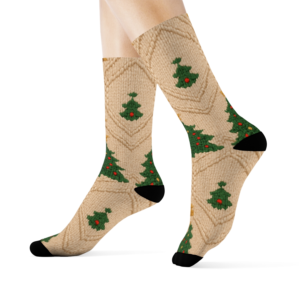 Knitted Garland Lattice Christmas Tree Pattern personalized crew socks