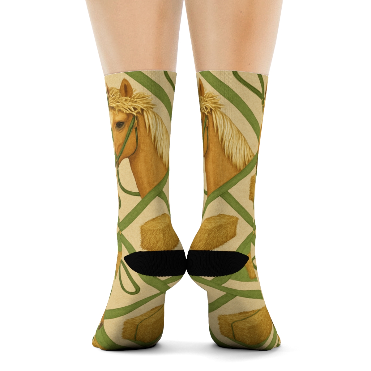 Pasture Plaid Horse-Crowned Collage comfortable cotton crew socks