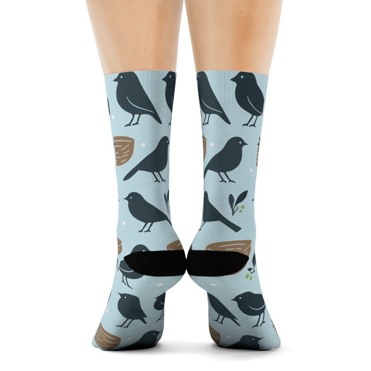 Garden Party Tiles With Bird Silhouettes custom crew socks