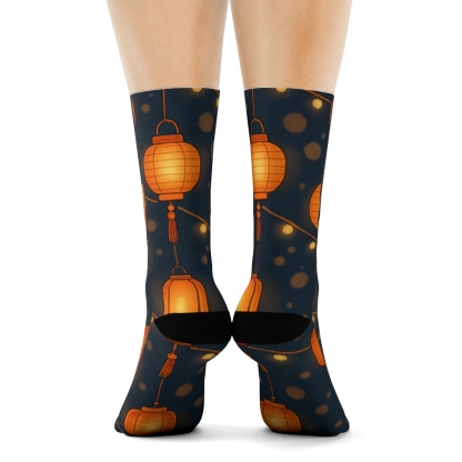Midnight Festival Garland With Lantern Motifs comfortable cotton crew socks