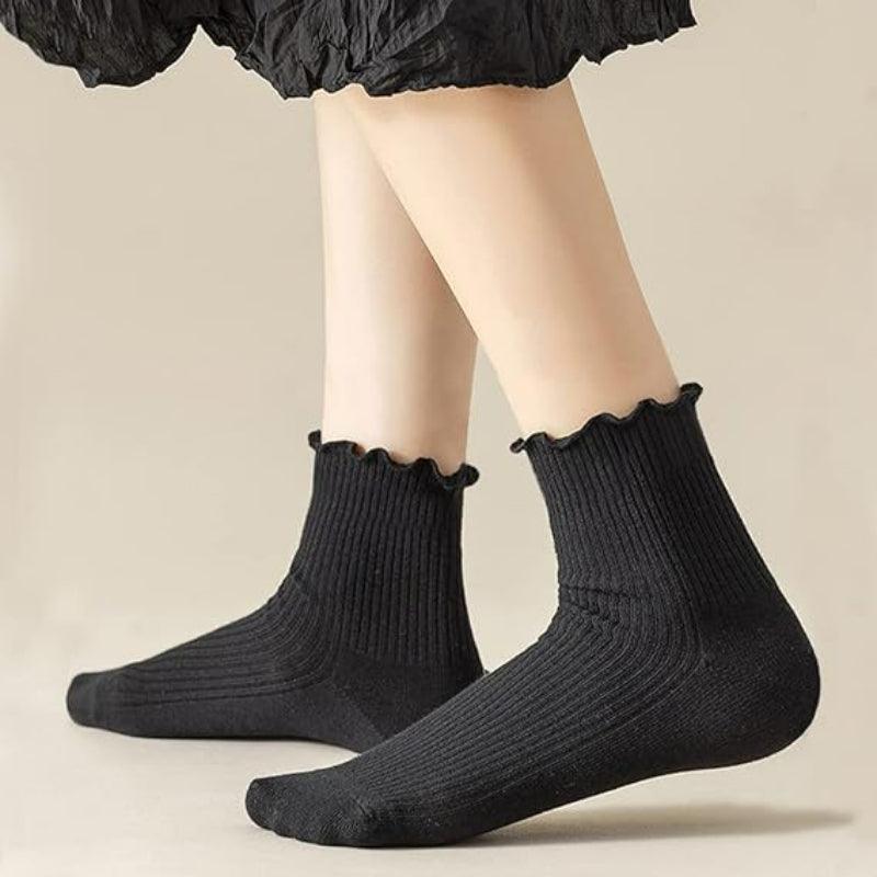 6 Pack Ruffle Knitted Socks – Soft and Stylish Everyday