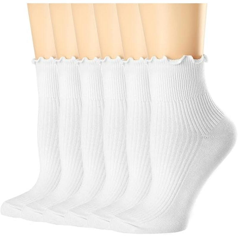 6 Pack Ruffle Knitted Socks – Soft and Stylish Everyday