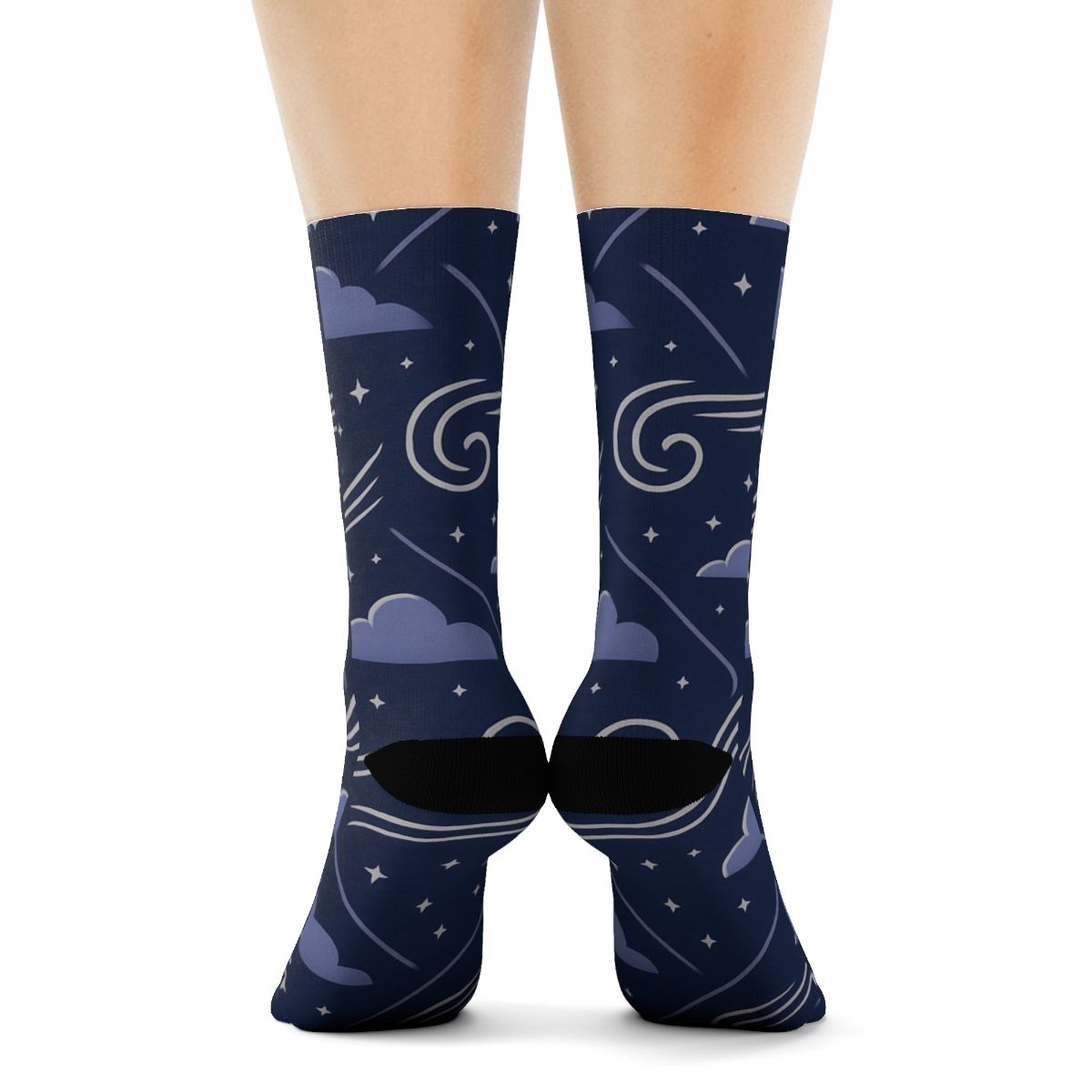 Twilight Wind Lines And Clouds Lattice comfortable cotton crew socks